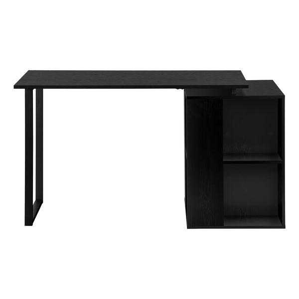Monarch Specialties Computer Desk, Home Office, Left, Right Set-up, Storage Shelves, 55"L, Work, Laptop, Black Laminate, Black Metal, Contemporary, Modern Black Particle Board,Metal I 7601