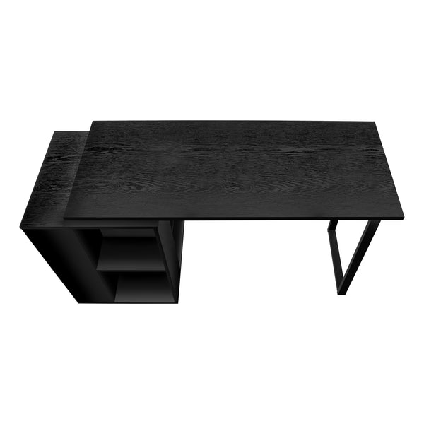 Monarch Specialties Computer Desk, Home Office, Left, Right Set-up, Storage Shelves, 55"L, Work, Laptop, Black Laminate, Black Metal, Contemporary, Modern Black Particle Board,Metal I 7601