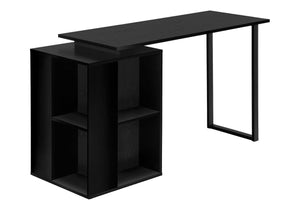 Monarch Specialties Computer Desk, Home Office, Left, Right Set-up, Storage Shelves, 55"L, Work, Laptop, Black Laminate, Black Metal, Contemporary, Modern Black Particle Board,Metal I 7601