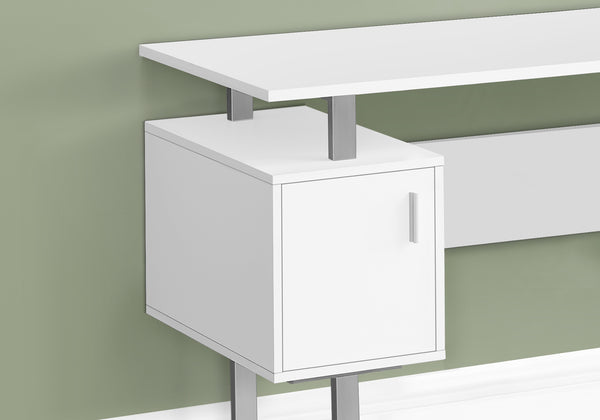 Monarch Specialties Computer Desk, Home Office, Laptop, Storage, 48"L, Work, White Laminate, Grey Metal, Contemporary, Modern White Particle Board,Metal I 7605