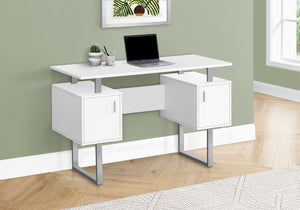 Monarch Specialties Computer Desk, Home Office, Laptop, Storage, 48"L, Work, White Laminate, Grey Metal, Contemporary, Modern White Particle Board,Metal I 7605