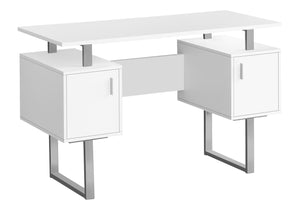 Monarch Specialties Computer Desk, Home Office, Laptop, Storage, 48"L, Work, White Laminate, Grey Metal, Contemporary, Modern White Particle Board,Metal I 7605