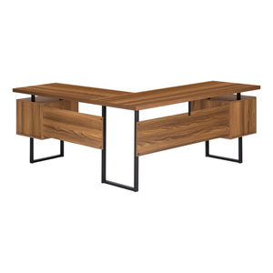 Monarch Specialties Computer Desk, Home Office, Corner, Left, Right Set-up, Storage Drawers, 70"L, L Shape, Work, Laptop, Walnut Laminate, Black Metal, Contemporary, Modern Walnut Particle Board,Hollow,Core,Laminate,Mdf,Metal I 7610