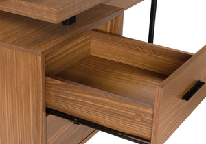 Monarch Specialties Computer Desk, Home Office, Corner, Left, Right Set-up, Storage Drawers, 70"L, L Shape, Work, Laptop, Walnut Laminate, Black Metal, Contemporary, Modern Walnut Particle Board,Hollow,Core,Laminate,Mdf,Metal I 7610