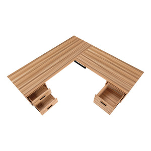 Monarch Specialties Computer Desk, Home Office, Corner, Left, Right Set-up, Storage Drawers, 70"L, L Shape, Work, Laptop, Brown Laminate, Black Metal, Contemporary, Modern Brown Particle Board,Hollow,Core,Laminate,Mdf,Metal I 7612