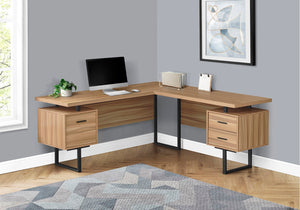 Monarch Specialties Computer Desk, Home Office, Corner, Left, Right Set-up, Storage Drawers, 70"L, L Shape, Work, Laptop, Brown Laminate, Black Metal, Contemporary, Modern Brown Particle Board,Hollow,Core,Laminate,Mdf,Metal I 7612