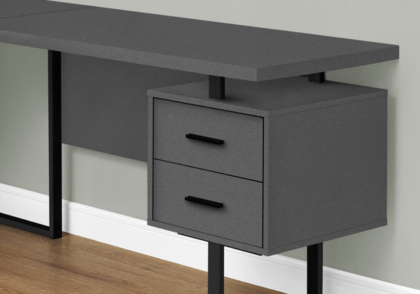 Monarch Specialties Computer Desk, Home Office, Corner, Left, Right Set-up, Storage Drawers, 70"L, L Shape, Work, Laptop, Grey Laminate, Black Metal, Contemporary, Modern Grey Particle Board,Hollow,Core,Laminate,Mdf,Metal I 7615
