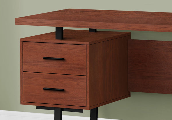 Monarch Specialties Computer Desk, Home Office, Laptop, Left, Right Set-up, Storage Drawers, 60"L, Work, Brown Laminate, Black Metal, Contemporary, Modern Cherry Particle Board,Hollow,Core,Laminate,Mdf,Metal I 7626