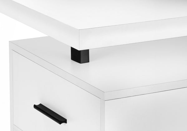 Monarch Specialties Computer Desk, Home Office, Laptop, Left, Right Set-up, Storage Drawers, 60"L, Work, White Laminate, Black Metal, Contemporary, Modern White Particle Board,Hollow,Core,Laminate,Mdf,Metal I 7631