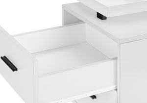 Monarch Specialties Computer Desk, Home Office, Laptop, Left, Right Set-up, Storage Drawers, 60"L, Work, White Laminate, Black Metal, Contemporary, Modern White Particle Board,Hollow,Core,Laminate,Mdf,Metal I 7631