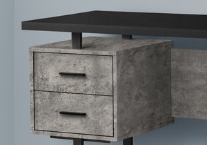 Monarch Specialties Computer Desk, Home Office, Laptop, Left, Right Set-up, Storage Drawers, 60"L, Work, Black And Grey Concrete Laminate, Black Metal, Contemporary, Modern Black Particle Board,Hollow,Core,Laminate,Mdf,Metal I 7632