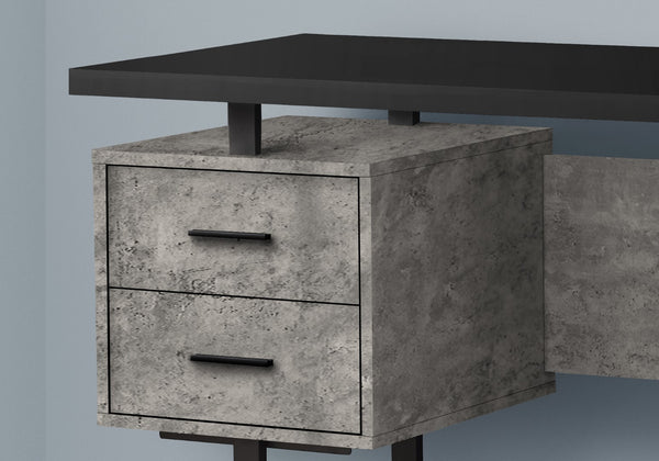 Monarch Specialties Computer Desk, Home Office, Laptop, Left, Right Set-up, Storage Drawers, 60"L, Work, Black And Grey Concrete Laminate, Black Metal, Contemporary, Modern Black Particle Board,Hollow,Core,Laminate,Mdf,Metal I 7632