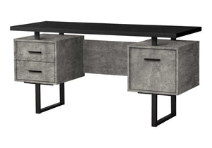 Monarch Specialties Computer Desk, Home Office, Laptop, Left, Right Set-up, Storage Drawers, 60"L, Work, Black And Grey Concrete Laminate, Black Metal, Contemporary, Modern Black Particle Board,Hollow,Core,Laminate,Mdf,Metal I 7632