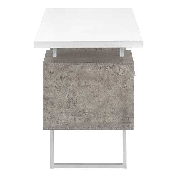 Monarch Specialties Computer Desk, Home Office, Laptop, Left, Right Set-up, Storage Drawers, 60"L, Work, White And Grey Concrete Laminate, Grey Metal, Contemporary, Modern White Particle Board,Hollow,Core,Laminate,Mdf,Metal I 7633
