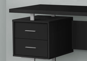 Monarch Specialties Computer Desk, Home Office, Laptop, Left, Right Set-up, Storage Drawers, 60"L, Work, Black Laminate, Grey Metal, Contemporary, Modern Black Particle Board,Hollow,Core,Laminate,Mdf,Metal I 7634