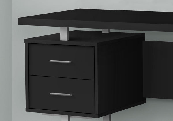 Monarch Specialties Computer Desk, Home Office, Laptop, Left, Right Set-up, Storage Drawers, 60"L, Work, Black Laminate, Grey Metal, Contemporary, Modern Black Particle Board,Hollow,Core,Laminate,Mdf,Metal I 7634