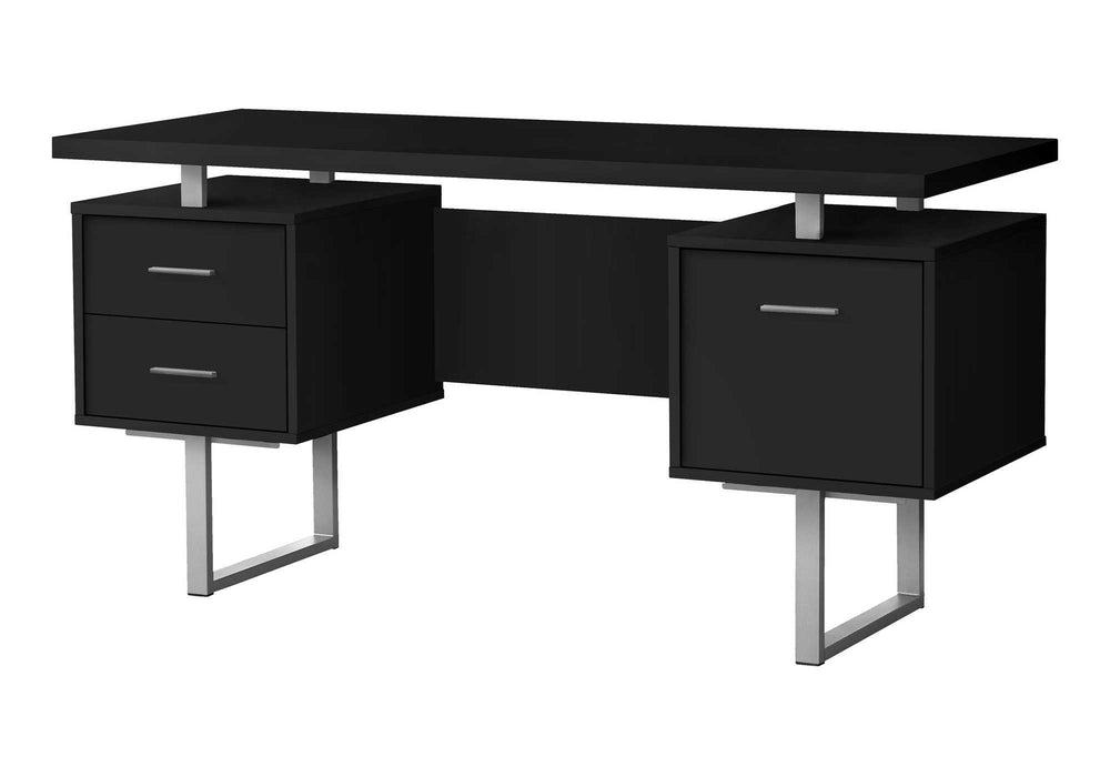 Monarch Specialties Computer Desk, Home Office, Laptop, Left, Right Set-up, Storage Drawers, 60"L, Work, Black Laminate, Grey Metal, Contemporary, Modern Black Particle Board,Hollow,Core,Laminate,Mdf,Metal I 7634