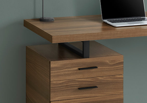 Monarch Specialties Computer Desk, Home Office, Laptop, Left, Right Set-up, Storage Drawers, 48"L, Work, Walnut Laminate, Black Metal, Contemporary, Modern Walnut Particle Board,Hollow,Core,Laminate,Mdf,Metal,Plastic I 7640