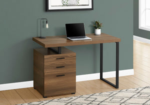 Monarch Specialties Computer Desk, Home Office, Laptop, Left, Right Set-up, Storage Drawers, 48"L, Work, Walnut Laminate, Black Metal, Contemporary, Modern Walnut Particle Board,Hollow,Core,Laminate,Mdf,Metal,Plastic I 7640