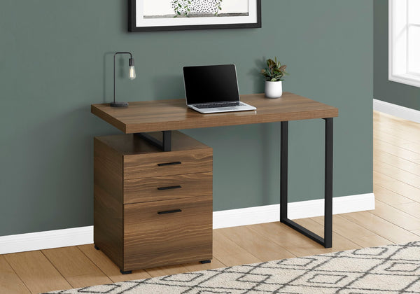 Monarch Specialties Computer Desk, Home Office, Laptop, Left, Right Set-up, Storage Drawers, 48"L, Work, Walnut Laminate, Black Metal, Contemporary, Modern Walnut Particle Board,Hollow,Core,Laminate,Mdf,Metal,Plastic I 7640