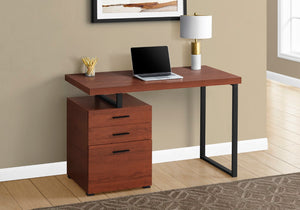 Monarch Specialties Computer Desk, Home Office, Laptop, Left, Right Set-up, Storage Drawers, 48"L, Work, Brown Laminate, Black Metal, Contemporary, Modern Cherry Particle Board,Hollow,Core,Laminate,Mdf,Metal,Plastic I 7641