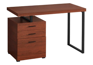 Monarch Specialties Computer Desk, Home Office, Laptop, Left, Right Set-up, Storage Drawers, 48"L, Work, Brown Laminate, Black Metal, Contemporary, Modern Cherry Particle Board,Hollow,Core,Laminate,Mdf,Metal,Plastic I 7641