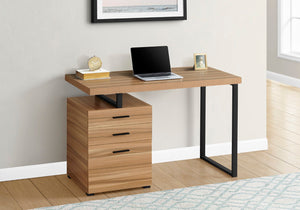 Monarch Specialties Computer Desk, Home Office, Laptop, Left, Right Set-up, Storage Drawers, 48"L, Work, Brown Laminate, Black Metal, Contemporary, Modern Brown Particle Board,Hollow,Core,Laminate,Mdf,Metal,Plastic I 7642