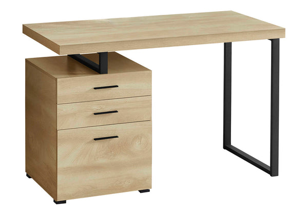 Monarch Specialties Computer Desk, Home Office, Laptop, Left, Right Set-up, Storage Drawers, 48"L, Work, Natural Laminate, Black Metal, Contemporary, Modern Natural Particle Board,Hollow,Core,Laminate,Mdf,Metal,Plastic I 7643