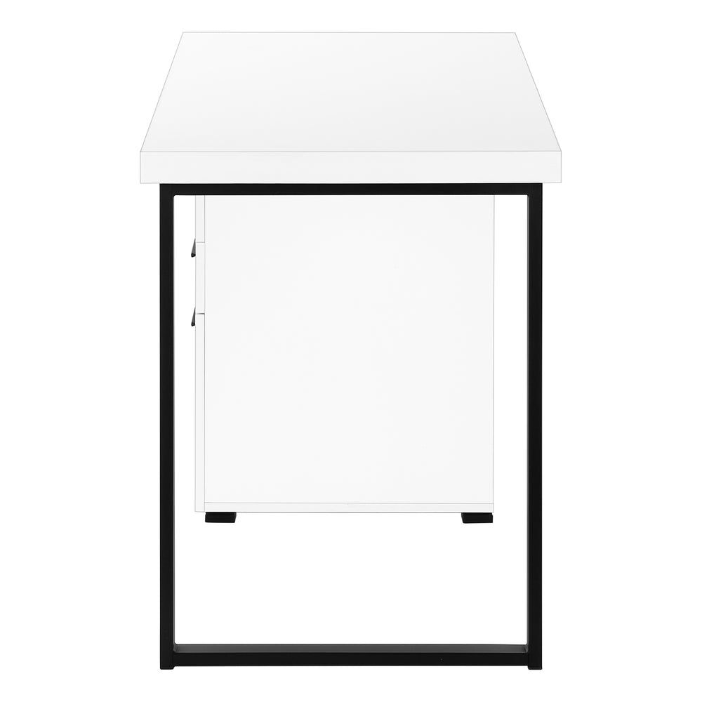 Monarch Specialties Computer Desk, Home Office, Laptop, Left, Right Set-up, Storage Drawers, 48"L, Work, White Laminate, Black Metal, Contemporary, Modern White Particle Board,Hollow,Core,Laminate,Mdf,Metal,Plastic I 7646