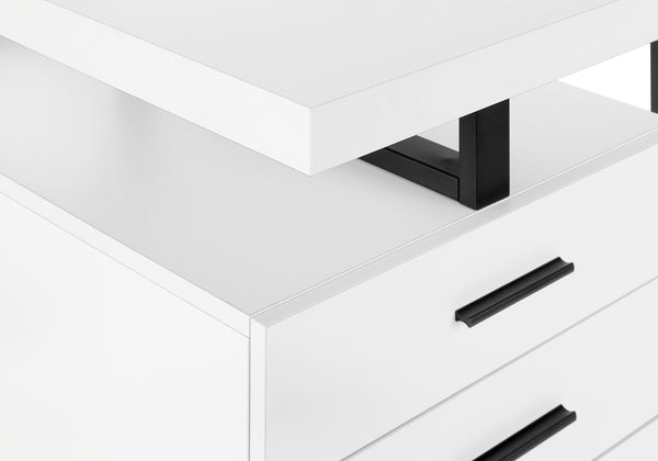 Monarch Specialties Computer Desk, Home Office, Laptop, Left, Right Set-up, Storage Drawers, 48"L, Work, White Laminate, Black Metal, Contemporary, Modern White Particle Board,Hollow,Core,Laminate,Mdf,Metal,Plastic I 7646