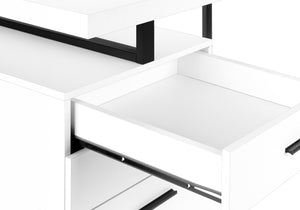 Monarch Specialties Computer Desk, Home Office, Laptop, Left, Right Set-up, Storage Drawers, 48"L, Work, White Laminate, Black Metal, Contemporary, Modern White Particle Board,Hollow,Core,Laminate,Mdf,Metal,Plastic I 7646