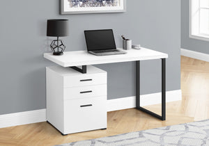 Monarch Specialties Computer Desk, Home Office, Laptop, Left, Right Set-up, Storage Drawers, 48"L, Work, White Laminate, Black Metal, Contemporary, Modern White Particle Board,Hollow,Core,Laminate,Mdf,Metal,Plastic I 7646