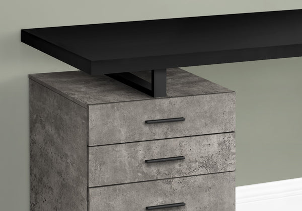 Monarch Specialties Computer Desk, Home Office, Laptop, Left, Right Set-up, Storage Drawers, 48"L, Work, Black And Concrete Laminate, Black Metal, Contemporary, Modern Black Particle Board,Hollow,Core,Laminate,Mdf,Metal,Plastic I 7647