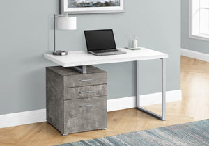 Monarch Specialties Computer Desk, Home Office, Laptop, Left, Right Set-up, Storage Drawers, 48"L, Work, White And Concrete Laminate, White Metal, Contemporary, Modern White Particle Board,Hollow,Core,Laminate,Mdf,Metal,Plastic I 7648