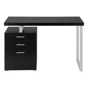 Monarch Specialties Computer Desk, Home Office, Laptop, Left, Right Set-up, Storage Drawers, 48"L, Work, Black Laminate, Grey Metal, Contemporary, Modern Black Particle Board,Hollow,Core,Laminate,Mdf,Metal,Plastic I 7649