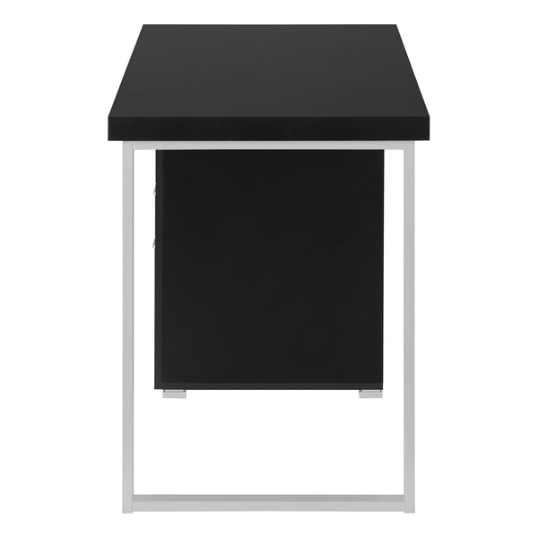 Monarch Specialties Computer Desk, Home Office, Laptop, Left, Right Set-up, Storage Drawers, 48"L, Work, Black Laminate, Grey Metal, Contemporary, Modern Black Particle Board,Hollow,Core,Laminate,Mdf,Metal,Plastic I 7649