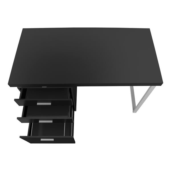 Monarch Specialties Computer Desk, Home Office, Laptop, Left, Right Set-up, Storage Drawers, 48"L, Work, Black Laminate, Grey Metal, Contemporary, Modern Black Particle Board,Hollow,Core,Laminate,Mdf,Metal,Plastic I 7649
