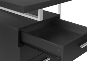 Monarch Specialties Computer Desk, Home Office, Laptop, Left, Right Set-up, Storage Drawers, 48"L, Work, Black Laminate, Grey Metal, Contemporary, Modern Black Particle Board,Hollow,Core,Laminate,Mdf,Metal,Plastic I 7649