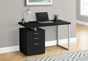 Monarch Specialties Computer Desk, Home Office, Laptop, Left, Right Set-up, Storage Drawers, 48"L, Work, Black Laminate, Grey Metal, Contemporary, Modern Black Particle Board,Hollow,Core,Laminate,Mdf,Metal,Plastic I 7649