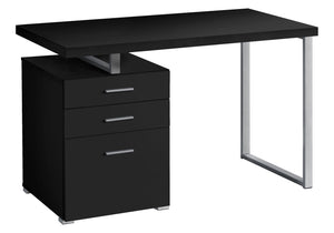 Monarch Specialties Computer Desk, Home Office, Laptop, Left, Right Set-up, Storage Drawers, 48"L, Work, Black Laminate, Grey Metal, Contemporary, Modern Black Particle Board,Hollow,Core,Laminate,Mdf,Metal,Plastic I 7649