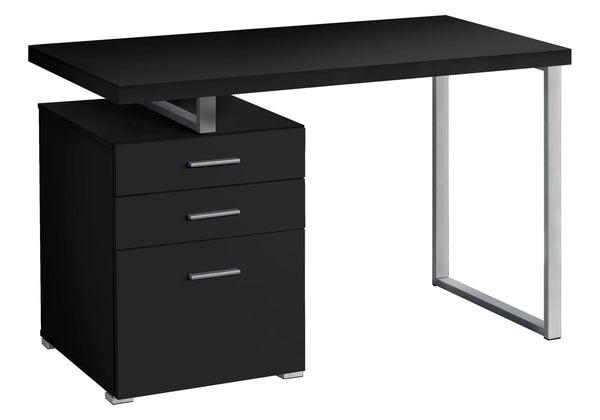 Monarch Specialties Computer Desk, Home Office, Laptop, Left, Right Set-up, Storage Drawers, 48"L, Work, Black Laminate, Grey Metal, Contemporary, Modern Black Particle Board,Hollow,Core,Laminate,Mdf,Metal,Plastic I 7649