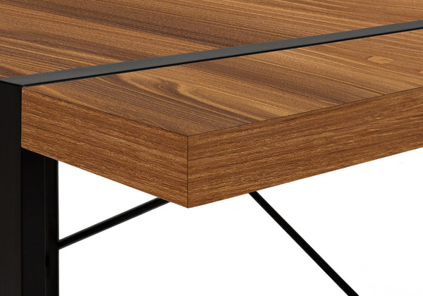 Monarch Specialties Computer Desk, Home Office, Laptop, 48"L, Work, Walnut Laminate, Black Metal, Contemporary, Modern Walnut Particle Board,Laminate,Mdf,Metal I 7655