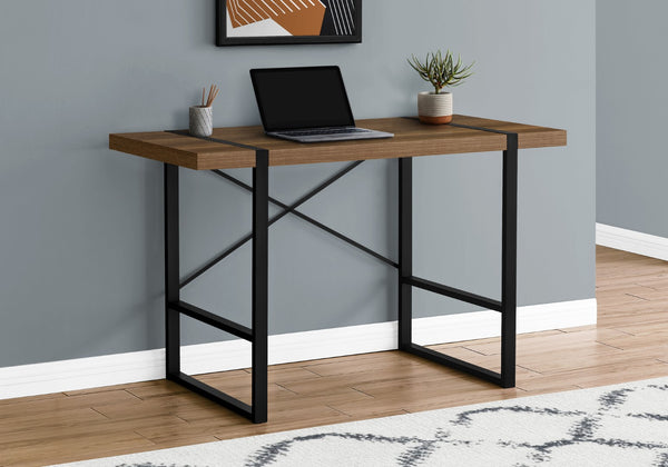 Monarch Specialties Computer Desk, Home Office, Laptop, 48"L, Work, Walnut Laminate, Black Metal, Contemporary, Modern Walnut Particle Board,Laminate,Mdf,Metal I 7655