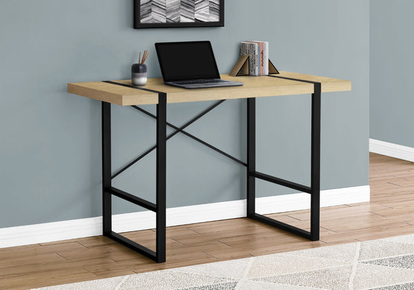 Monarch Specialties Computer Desk, Home Office, Laptop, 48"L, Work, Natural Laminate, Black Metal, Contemporary, Modern Natural Particle Board,Laminate,Mdf,Metal I 7658
