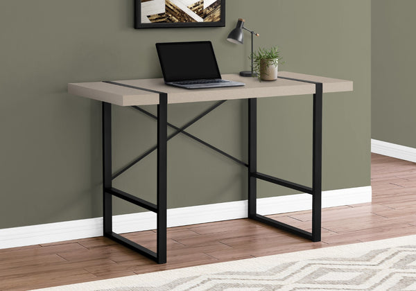 Monarch Specialties Computer Desk, Home Office, Laptop, 48"L, Work, Beige Laminate, Black Metal, Contemporary, Modern Taupe Particle Board,Laminate,Mdf,Metal I 7659