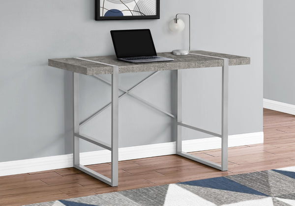 Monarch Specialties Computer Desk, Home Office, Laptop, 48"L, Work, Grey Concrete Laminate, Grey Metal, Contemporary, Modern Grey Particle Board,Laminate,Mdf,Metal I 7662