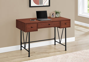 Monarch Specialties Computer Desk, Home Office, Laptop, Storage Drawers, 48"L, Work, Brown Laminate, Black Metal, Transitional Cherry Particle Board,Metal I 7671