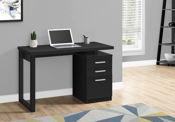 Monarch Specialties Computer Desk, Home Office, Laptop, Left, Right Set-up, Storage Drawers, 48"L, Work, Black Laminate, Contemporary, Modern Black Particle Board,Hollow,Core,Laminate,Mdf I 7691