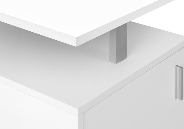 Monarch Specialties Computer Desk, Home Office, Corner, Storage, 58"L, L Shape, Work, Laptop, White Laminate, Grey Metal, Contemporary, Modern White Particle Board,Metal I 7695