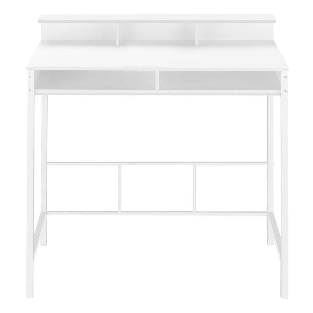 Monarch Specialties Computer Desk, Home Office, Standing, Storage Shelves, 48"L, Work, Laptop, White Laminate, White Metal, Contemporary, Modern White Metal,Particle Board I 7701